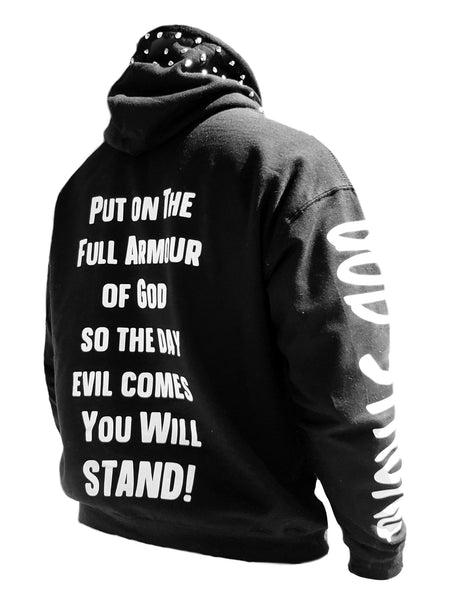 Black Stand God Strong Spiked Hoodie Limited Edition Made to